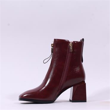 Una Healy Opalite Block Heel Front Zip - Cranberry